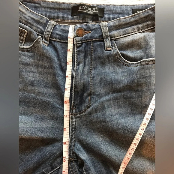Judy Blue High Rise Denim Patch Boyfriend Jeans Medium Wash Women’s sz 3| 26 - Picture 8 of 16